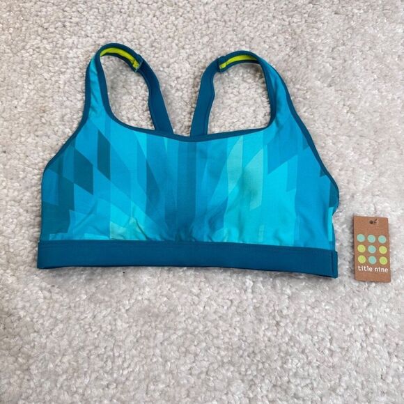 Title Nine Bikini Swim Top Blue Aqua Firecracker Small NEW - Picture 1 of 7